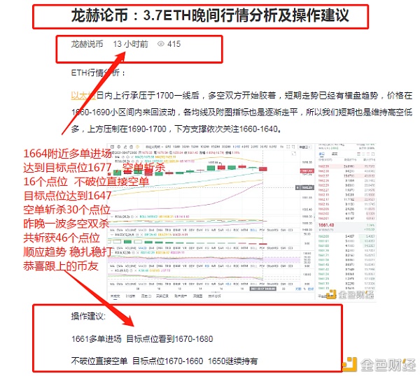 龙赫说币：3.8ETH晚间一波神预测多空双杀46个点位盈利才是实力最直观的表现