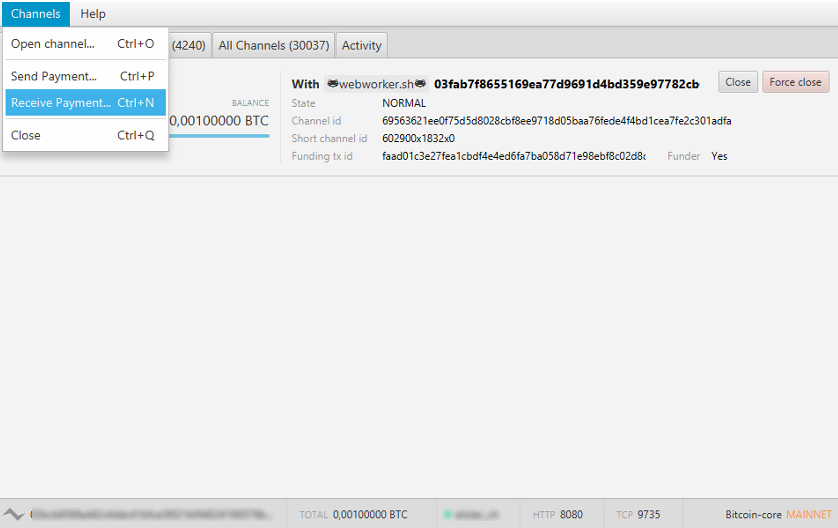 Как получить и отправить перевод в Lightning Network